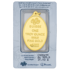 1 Ounce Suisse Gold Pendant 999.9 Purity