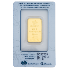 20 Gm Suisse Gold bar 999.9 Purity
